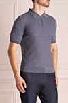 Cesare di Napoli Silk polo gray for men - Embossed pattern. 100% silk. Closure: Zipper. Country of manufacture: Italy. Care: specialized cleaning - photo 3