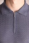 Cesare di Napoli Silk polo gray for men - Embossed pattern. 100% silk. Closure: Zipper. Country of manufacture: Italy. Care: specialized cleaning - photo 5