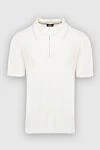 Cesare di Napoli White silk polo for men - Embossed pattern. 100% silk. Closure: Zipper. Country of manufacture: Italy. Care: specialized cleaning - photo 1