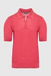 Cesare di Napoli Silk polo red for men - Embossed pattern. 100% silk. Closure: Zipper. Country of manufacture: Italy. Care: specialized cleaning - photo 1