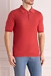 Cesare di Napoli Silk polo red for men - Embossed pattern. 100% silk. Closure: Zipper. Country of manufacture: Italy. Care: specialized cleaning - photo 3