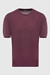 Cesare di Napoli Cotton short sleeve jumper burgundy for men - Textured pattern. Short sleeve. 100% cotton. Country of manufacture: Italy. Care: specialized cleaning - photo 1