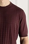 Cesare di Napoli Cotton short sleeve jumper burgundy for men - Textured pattern. Short sleeve. 100% cotton. Country of manufacture: Italy. Care: specialized cleaning - photo 5