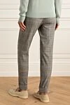 Women's checkered pants with logo gray Ermanno Scervino - checkered pattern, straps. polyester, viscose, wool, elastane. zipper, hook. Country of manufacture: Italy. Care: specialized cleaning - photo 4