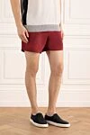 Brunello Cucinelli Men's polyester beach shorts, burgundy - 100% polyester. Closure: drawstring. two side, one back. Country of manufacture: Italy. Care: specialized cleaning - photo 3