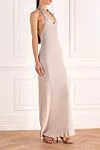 Brunello Cucinelli Beige linen and silk dress for women - glossy spraying. 75% linen, 25% silk. Country of manufacture: Italy. Care: specialized cleaning - photo 3