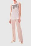 Women's top white with gray fringe Brunello Cucinelli - sleeveless, fringe. silk, elastane. button. Country of manufacture: Italy. Care: specialized cleaning - photo 2