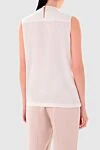 Women's top white with gray fringe Brunello Cucinelli - sleeveless, fringe. silk, elastane. button. Country of manufacture: Italy. Care: specialized cleaning - photo 4