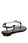 Black leather sandals for women Rene Caovilla - bow, pearls, black rhinestones. leather. buckle. Heel height: 2 cm. Country of manufacture: Italy. Care: specialized cleaning - photo 4