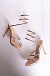 Rene Caovilla Pink leather sandals for women - thin straps, rhinestones. genuine leather. Heel: 12 centimeters. Country of manufacture: Italy. Care: specialized cleaning - photo 7