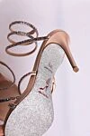 Pink leather sandals for women Rene Caovilla - thin straps, rhinestones. genuine leather. Heel: 12 centimeters. Country of manufacture: Italy. Care: specialized cleaning - photo 8