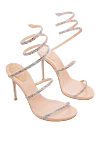 Rene Caovilla Pink leather sandals for women - thin straps, rhinestones. genuine leather. Heel: 12 centimeters. Country of manufacture: Italy. Care: specialized cleaning - photo 3