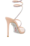 Pink leather sandals for women Rene Caovilla - thin straps, rhinestones. genuine leather. Heel: 12 centimeters. Country of manufacture: Italy. Care: specialized cleaning - photo 4