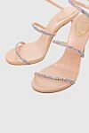 Rene Caovilla Pink leather sandals for women - thin straps, rhinestones. genuine leather. Heel: 12 centimeters. Country of manufacture: Italy. Care: specialized cleaning - photo 5