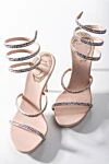 Pink leather sandals for women Rene Caovilla - thin straps, rhinestones. genuine leather. Heel: 12 centimeters. Country of manufacture: Italy. Care: specialized cleaning - photo 6