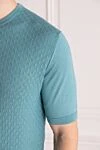 Cesare di Napoli Short sleeve jumper in silk green for men - Embossed pattern. Short sleeve. 100% silk. Country of manufacture: Italy. Care: specialized cleaning - photo 5