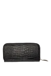 Black men's crocodile leather clutch Billionaire - Textured leather, embossed brand logo. 100% crocodile skin. Closure: Zipper. 4 compartment. Country of manufacture: Italy. Care: specialized cleaning - photo 4