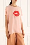 Edward Achour Paris Women's blouse with a lips pattern pink - lips pattern, short sleeve. 100% polyester. Country of manufacture: Italy. Care: specialized cleaning - photo 3