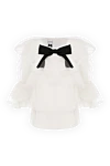 Edward Achour Paris Women's blouse with ruffles and a black bow white - frills, bow. 100% polyester. Country of manufacture: Italy. Care: specialized cleaning - photo 1