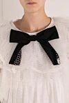 Edward Achour Paris Women's blouse with ruffles and a black bow white - frills, bow. 100% polyester. Country of manufacture: Italy. Care: specialized cleaning - photo 5