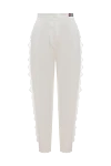 Giamba Women's pants with lace on the sides white - inserts on the sides. cotton, elastane. elastic belt. Country of manufacture: Italy. Care: specialized cleaning - photo 1