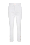 Edward Achour Paris White cotton jeans for women - Decoration: contrasting buttons, gold-plated buttons, buttons on the legs. three side pockets, two back pockets. 98% cotton, 2% elastane. zipper, buttons. Country of manufacture: Italy. Care: specialized cleaning - photo 1