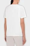 Women's Cotton White T-shirt with Print and Rhinestones Edward Achour Paris - picture print. 100% cotton. Country of manufacture: Italy. Care: specialized cleaning - photo 4