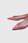 Nina Ricci Classic women's pink suede shoes - suede. Heel height: 2 centimeters. Country of manufacture: Italy. Care: specialized cleaning - photo 5