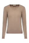 Casheart Brown cashmere jumper for women - V-neck. 100% cashmere. Country of manufacture: Italy. Care: specialized cleaning - photo 1