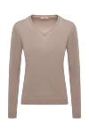 Casheart Beige cashmere jumper for women - V-neck. 100% cashmere. Country of manufacture: Italy. Care: specialized cleaning - photo 1