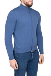 Casheart Men's cashmere cardigan blue - Composition: 100% cashmere. Closure: Zipper. Country of manufacture: Italy. Care: specialized cleaning - photo 3