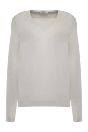 Casheart White cashmere womens jumper with a V-neckline - V-neck. 100% cashmere. Country of manufacture: Italy. Care: specialized cleaning - photo 1