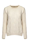 Casheart White cashmere womens jumper with textured knit - textured knitwear. 100% cashmere. Country of manufacture: Italy. Care: specialized cleaning - photo 1