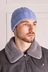 Blue cashmere hat for men Casheart - Lapel. 100% cashmere. Country of manufacture: Italy. Care: specialized cleaning - photo 2