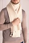 White cashmere scarf for men Casheart - textured knitting. 100% cashmere. Country of manufacture: Italy. Care: specialized cleaning - photo 2