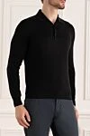 Malo Cotton long sleeve polo black for men - Long sleeve. 100% cotton. Buttons. Country of manufacture: Italy. Care: specialized cleaning - photo 3