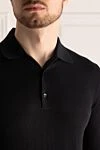 Malo Cotton long sleeve polo black for men - Long sleeve. 100% cotton. Buttons. Country of manufacture: Italy. Care: specialized cleaning - photo 5