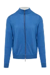 Malo Mens blue cotton ribbed cardigan - 100% cotton. Closure: Zipper. Country of manufacture: Italy. Care: specialized cleaning - photo 1