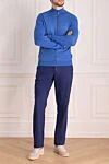Mens blue cotton ribbed cardigan Malo - 100% cotton. Closure: Zipper. Country of manufacture: Italy. Care: specialized cleaning - photo 2