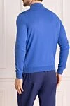 Mens blue cotton ribbed cardigan Malo - 100% cotton. Closure: Zipper. Country of manufacture: Italy. Care: specialized cleaning - photo 4