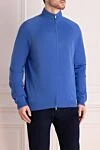 Malo Men's cotton cardigan blue - 100% cotton. Closure: Zipper. Country of manufacture: Italy. Care: specialized cleaning - photo 3