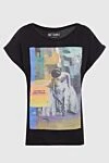 Ko Samui Black cotton T-shirt for women - picture print. 100% cotton. Country of manufacture: Italy. Care: specialized cleaning - photo 1