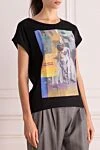 Ko Samui Black cotton T-shirt for women - picture print. 100% cotton. Country of manufacture: Italy. Care: specialized cleaning - photo 3