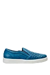 Barrett Blue leather slip-ons for men - woven leather, contrast sole. 100% leather. Closure: lace. polyurethane. Country of manufacture: Italy. Care: specialized cleaning - photo 1