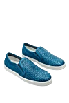 Barrett Blue leather slip-ons for men - woven leather, contrast sole. 100% leather. Closure: lace. polyurethane. Country of manufacture: Italy. Care: specialized cleaning - photo 3