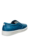 Blue leather slip-ons for men Barrett - woven leather, contrast sole. 100% leather. Closure: lace. polyurethane. Country of manufacture: Italy. Care: specialized cleaning - photo 4