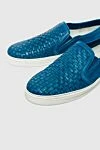 Barrett Blue leather slip-ons for men - woven leather, contrast sole. 100% leather. Closure: lace. polyurethane. Country of manufacture: Italy. Care: specialized cleaning - photo 5