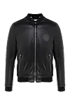 Billionaire Black leather jacket for men - Brand Emblem. 100% leather. Closure: Zipper. Two zippered side pockets. Country of manufacture: Italy. Care: specialized cleaning - photo 1