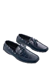 Cesare di Napoli Men's moccasins made of genuine leather and alligator leather blue - Metal inserts, suede lace. 80% genuine leather, 20% alligator skin. Interior: Leather. Insole: Leather. Outsole: Other materials. Country of manufacture: Italy. Care: specialized cleaning - photo 3