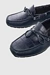 Cesare di Napoli Men's moccasins made of genuine leather and alligator leather blue - Metal inserts, suede lace. 80% genuine leather, 20% alligator skin. Interior: Leather. Insole: Leather. Outsole: Other materials. Country of manufacture: Italy. Care: specialized cleaning - photo 5